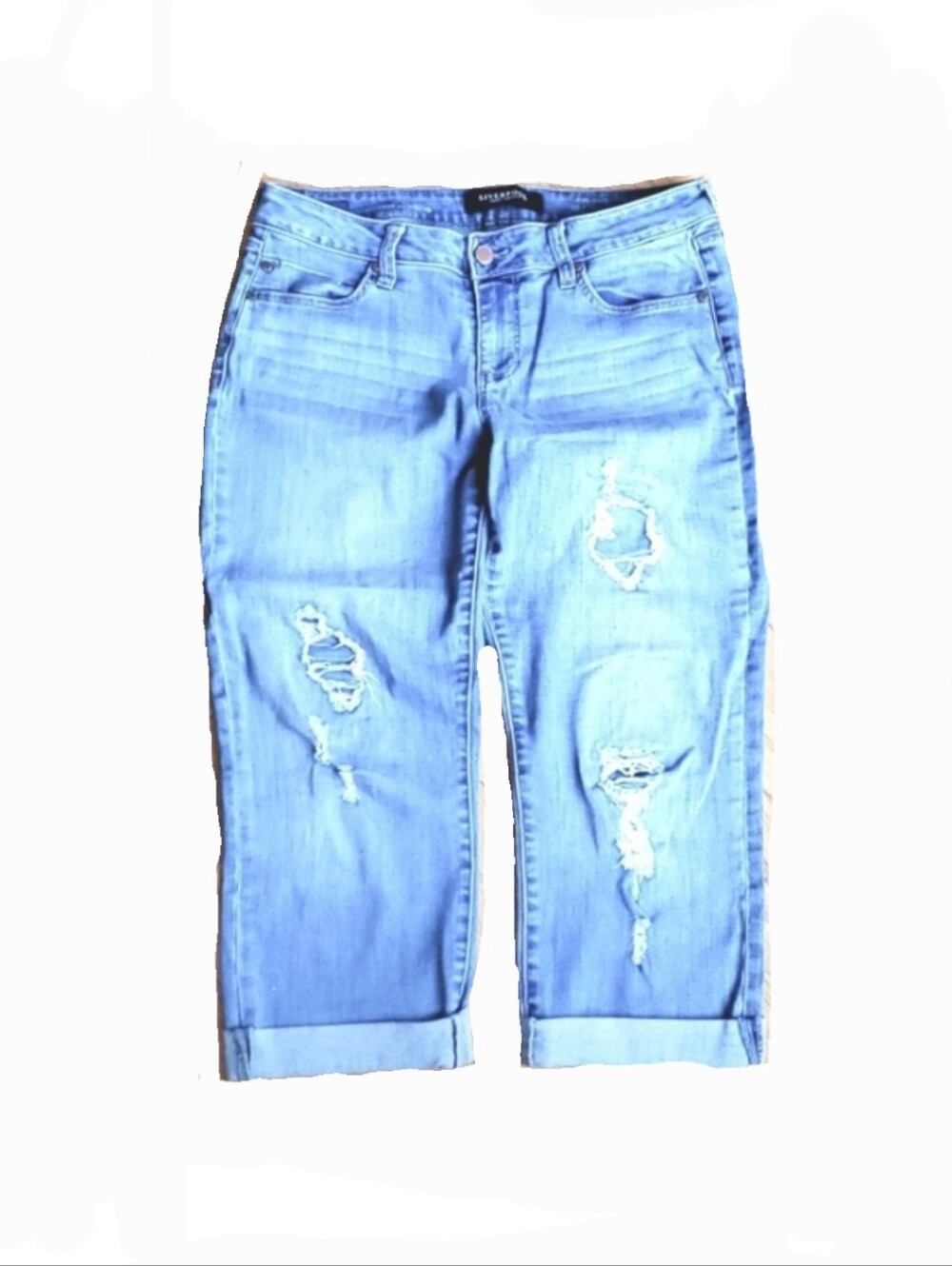 Liverpool Marley Cropped Boyfriends Blue Jeans Cuffed Size 10 Petite 30 inches